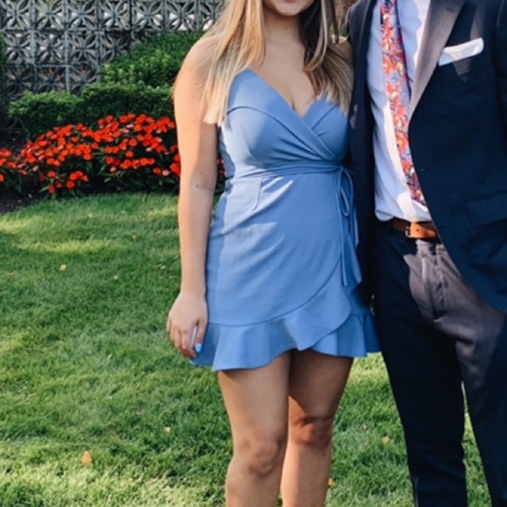 Blue mini wrap dress - size medium